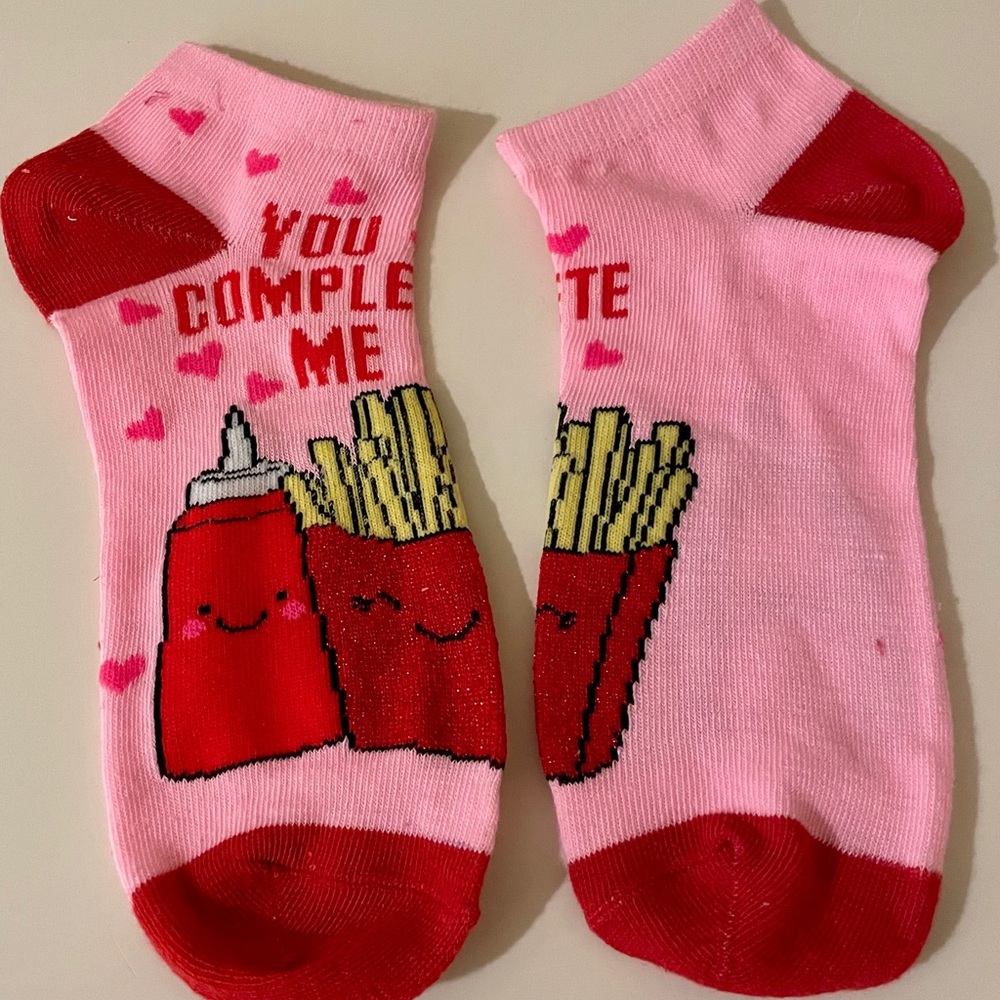 French Fries & Ketchup Valentine’s socks